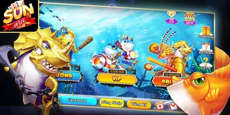 Game Bắn Cá Ăn Tiền - Chinh Phục Đại Dương Kiếm Xu Vàng 2 Bộ 3 nhóm sinh vật bơi trên màn hình